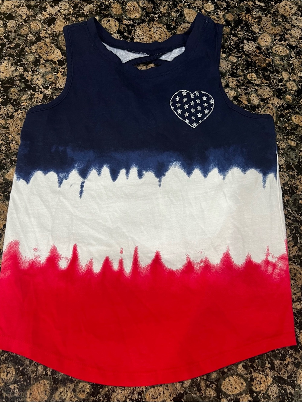jumping beans Navy, White & Red Tie-Dye Heart Tank Top